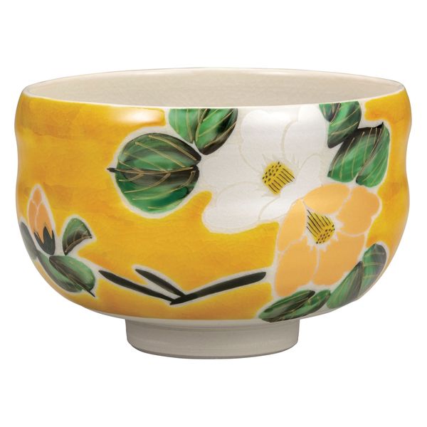 伊野正峰 日本の伝統工芸品【九谷焼】 抹茶碗 吉田屋金銀椿 (K9