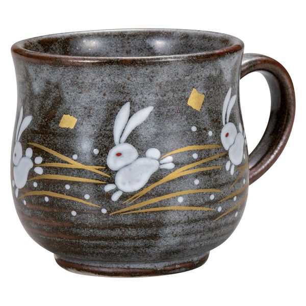 九谷焼色絵跳ねうさぎ酒器揃7点色絵兎文