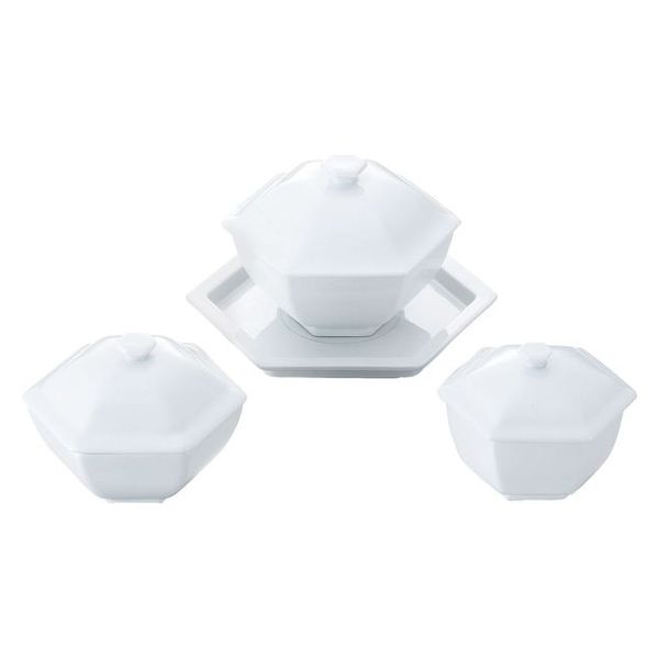 ヤマト陶磁器 白磁 六角蓋物 大 464007 1個（直送品） - アスクル