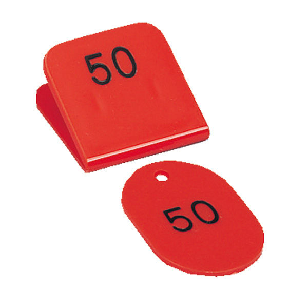 角型親子番号札．１ー５０．赤 CT-3-1-R 1組 共栄プラスチック（直送品）