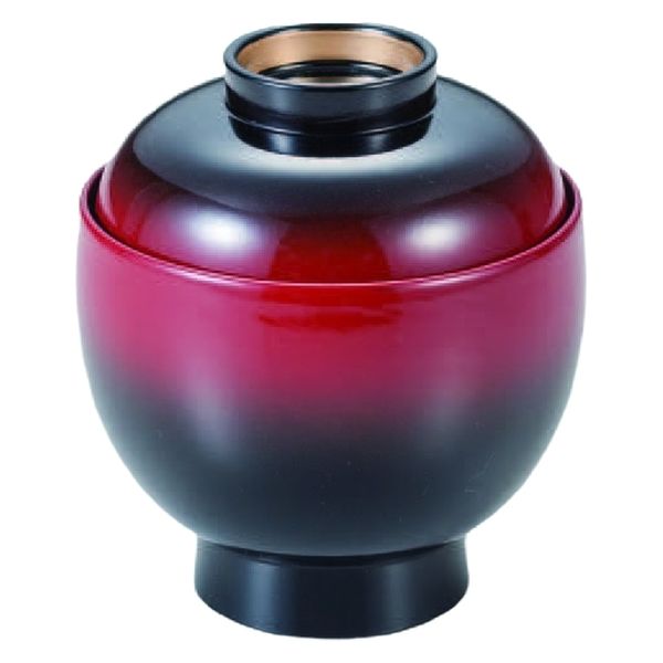 汁椀 新多宝小吸椀　黒朱ぼかしつば金 [2個入] wis-w-19-59　若泉漆器（直送品） 4,696円
