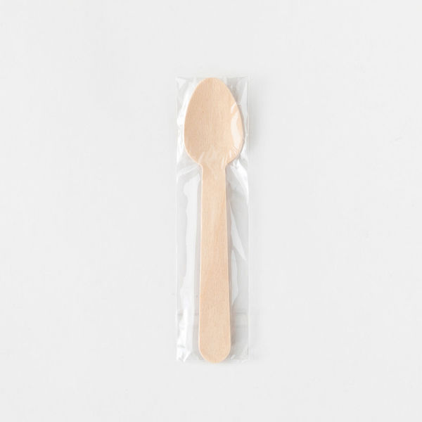 アサヒグリーン カトラリー　木製スプーン140 透明単袋　2500枚(100枚×25) 10034000（直送品）