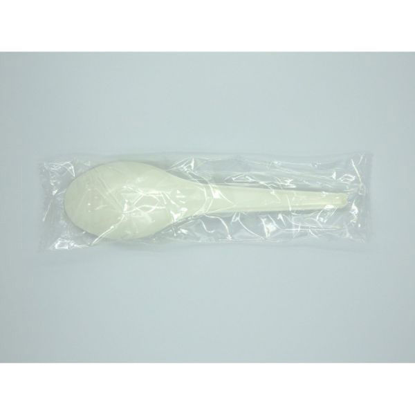 カトラリー れんげ140 アイボリー 個包装　2500枚(100枚×25) 074 1セット(2500枚(100枚×25)入) ホウケン産業（直送品）