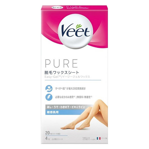 ヴィート Veet ピュア脱毛ワックスシート 敏感肌用 10組（20枚入） レキッドベンキーザー・ジャパン