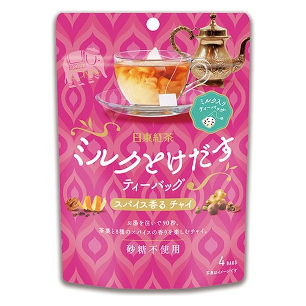 日東紅茶 ミルクとけだすティーバッグ スパイス香るチャイ 1袋（4バッグ入）