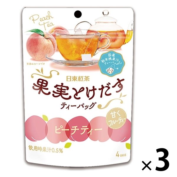 日東紅茶 果実とけだすティーバッグ ピーチティー 1セット（12バッグ:4