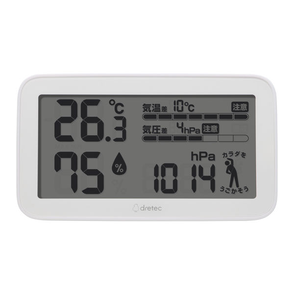 ドリテック 気圧が測れる温湿度計 O-707WT 1個
