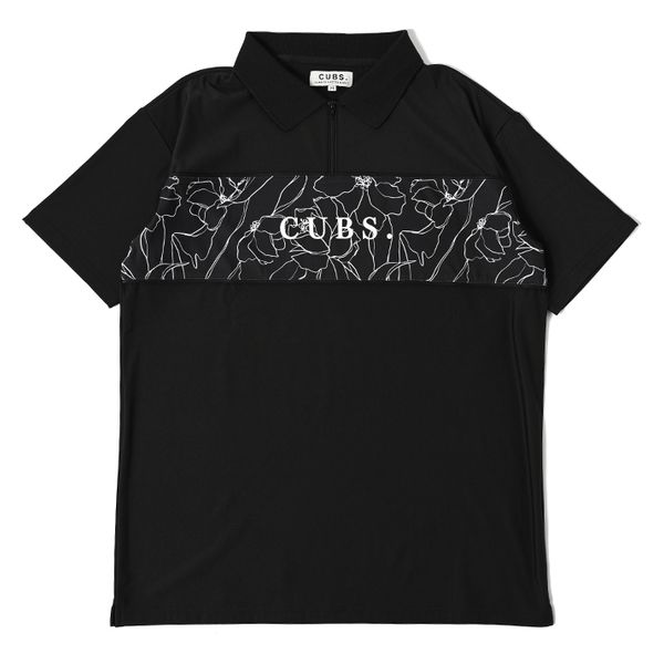 クアルトユナイテッド 花柄切替ハーフジップシャツ BLK XXL A0191MEN-B 