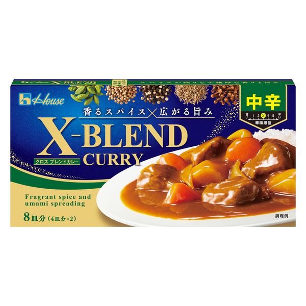クロスブレンドカレー 中辛 140g 8皿分 1個 ハウス食品 カレールゥ 