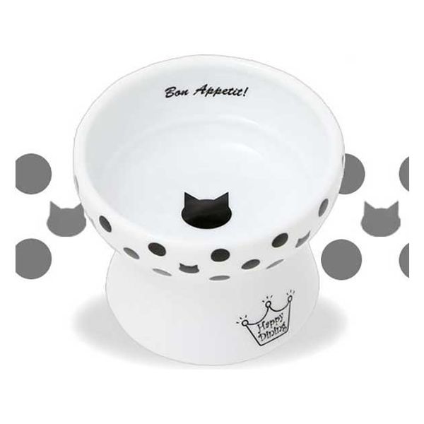 猫壱 猫用 脚付フードボウル プチ 水玉柄 330976 1個（直送品