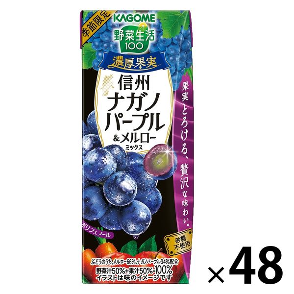 カゴメ 野菜生活100 濃厚果実 信州ナガノパープル＆メルローミックス 195ml 1セット（48本）