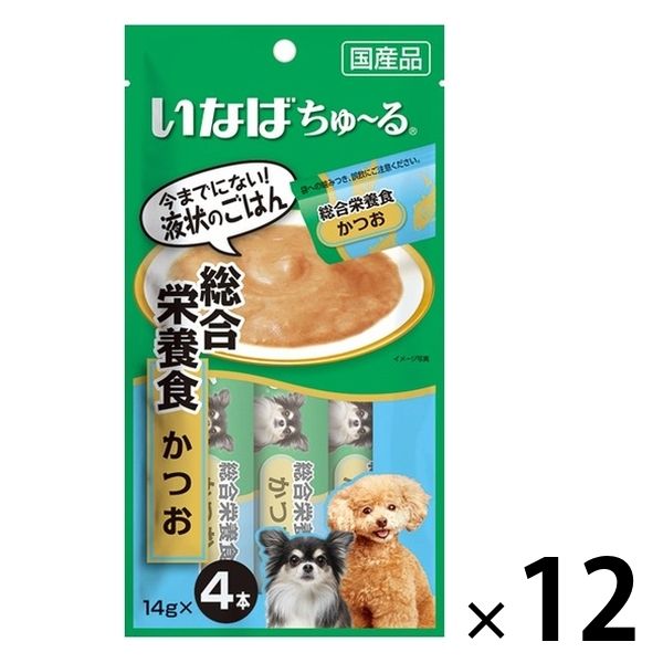 いなば ちゅーる 犬 総合栄養食 かつお 国産 14g×4本 12袋 ちゅ~る