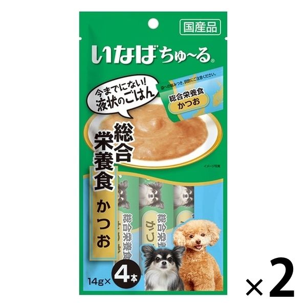 いなば ちゅーる 犬 総合栄養食 かつお 国産 14g×4本 2袋 ちゅ