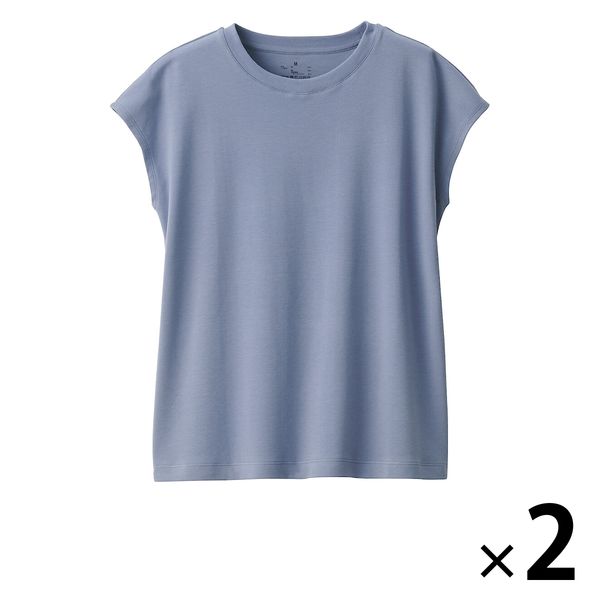 【レディース】無印良品 スムース編みフレンチスリーブTシャツ 婦人 M スモーキーブルー 1セット（2枚） 良品計画