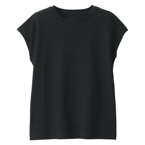 【レディース】無印良品 スムース編みフレンチスリーブTシャツ 婦人 M 黒 良品計画
