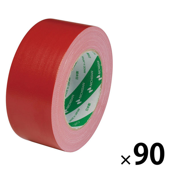 【ガムテープ】 カラー布粘着テープ No.102N 0.30mm厚 赤 幅50mm×長さ25m ニチバン 1セット（90巻入）
