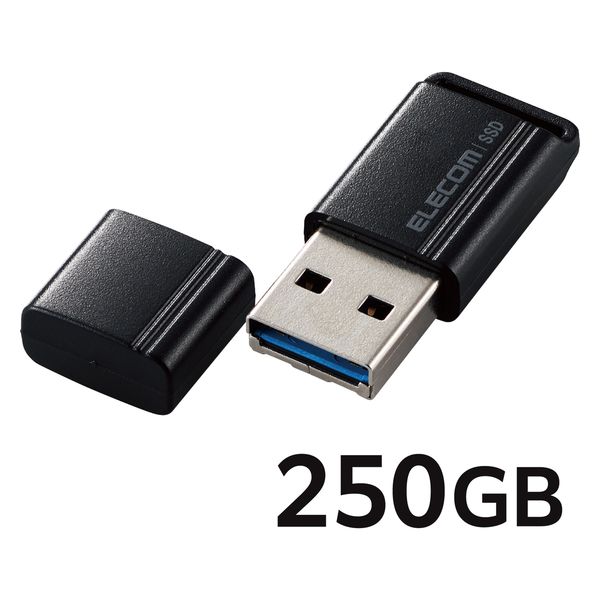 SSD 外付け 250GB 超小型 USBメモリ型 ポータブル キャップ式 ブラック 