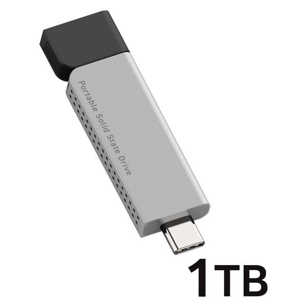 外付けSSD ポータブル USB3.2(Gen2) TypeC 1TB ブラック LMD-ELSPH100UC エレコム 1個（直送品）