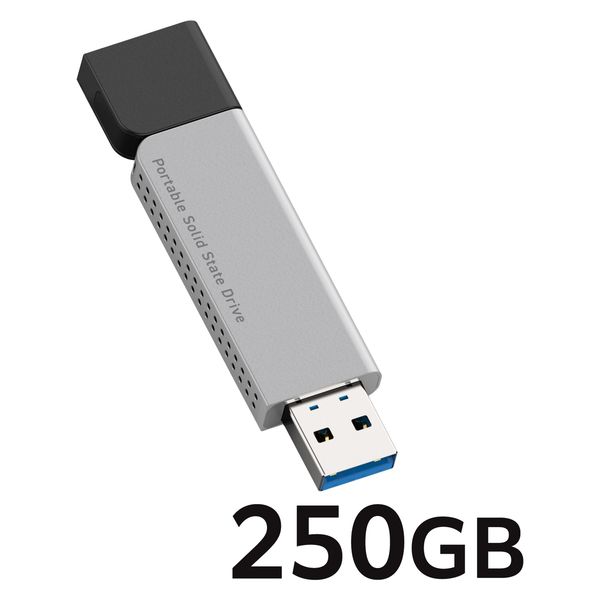 外付けSSD ポータブル USB3.2(Gen1) TypeA 250GB ブラック LMD-ELSPL025U3 エレコム 1個（直送品）