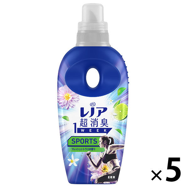 レノア 超消臭1WEEK SPORTSデオX フレッシュシトラスブルー 本体 530ml 5個 柔軟剤 P＆G