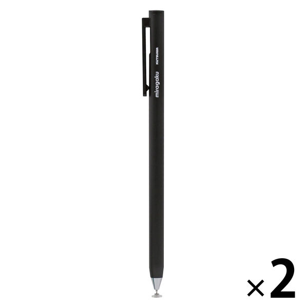 クツワ ノック式タッチペン ブラック MT020BK 1セット（2本）