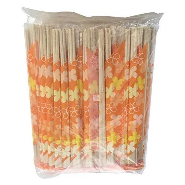大和物産 ポリ完封 割り箸 フラワーオレンジ 個包装 ( 100膳入