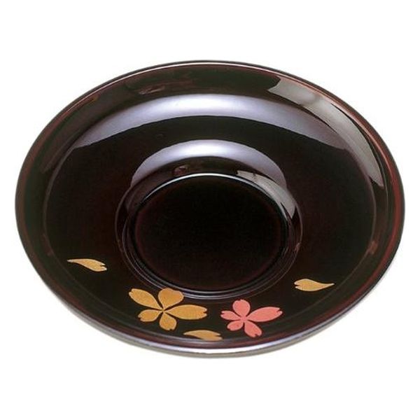 中西工芸 溜 ダルマ茶托 桜(5枚組) 4962127460128 1個（直送品