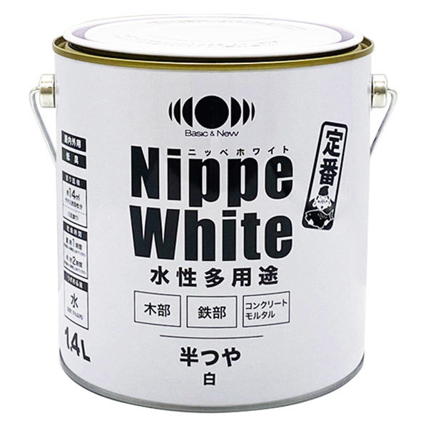 ニッペホームプロダクツ　【水性多用途塗料】Nippe White 1.4L　半つや　ホワイト　白　HTA301　1個（直送品）