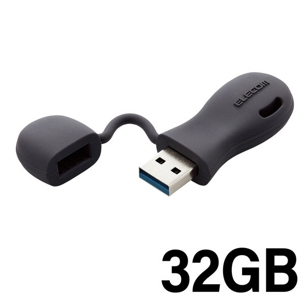 USBメモリ 32GB USB A 一体型 キャップ式 ブラック MF-JRU3032GBK エレコム 1個（直送品）