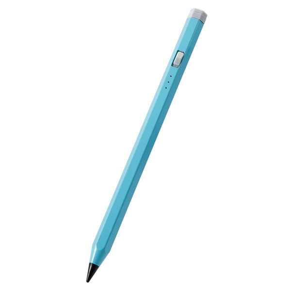 iPad用 タッチペン スタイラスペン 充電式 スリム 六角鉛筆型 ブルー P-TPACAPEN01BU エレコム 1個（直送品）