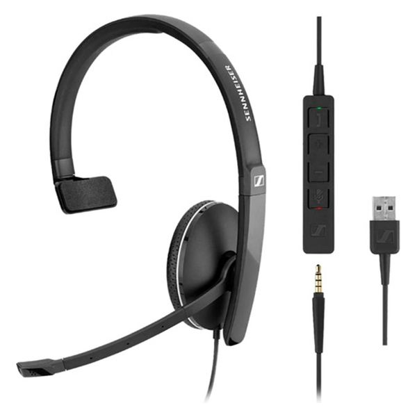 ヘッドセット 片耳 ノイズキャンセリング機能 USB-A & 3.5mmイヤホン