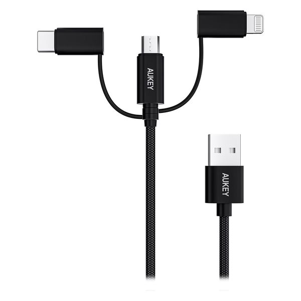 USBケーブル 1m 3in1 【A to Lightning/USB Type-C/micro-B】 CB-BAL9-BK 1個 - アスクル