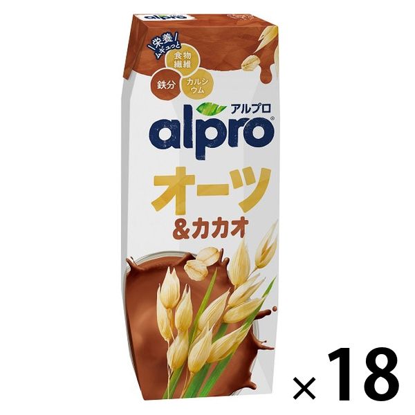 ダノンジャパン アルプロ 食物繊維＆鉄分 オーツ＆カカオ 贅沢チョコレートの味わい 250ml 1箱（18本入）