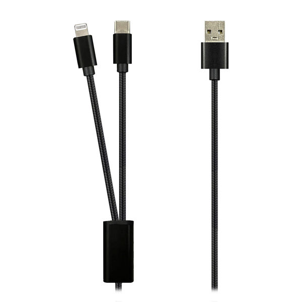 Lightning & USB Type-Cケーブル 1.5m ツイン給電 USB-A ライトニング