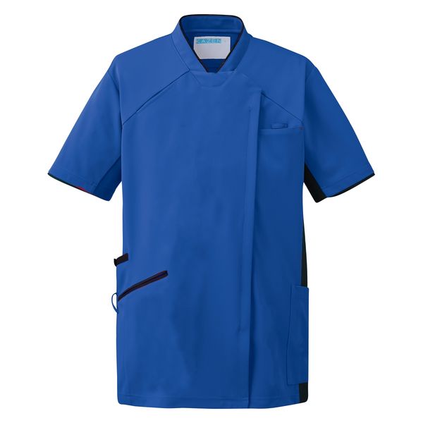 KAZEN WLD スクラブジャケット半袖 ロイヤルブルー×ネイビー 4L 987-28-4L 1枚（直送品）