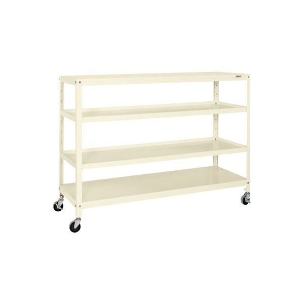 サカエ スーパーキャスターラック（ナイロンウレタン車）　SPR-3324MURNUI スーパーキャスター付ラック(3方コボレ止め棚板・直進安定金具無し) 均等耐荷重150kg⁄段 棚段数4 高さ1623mm SPR-2214ALURI