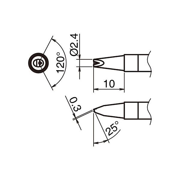 白光 HAKKO T39シリーズ D型 V溝付き こて先 2.4 T39ーDR24 T39-DR24 1本（直送品）