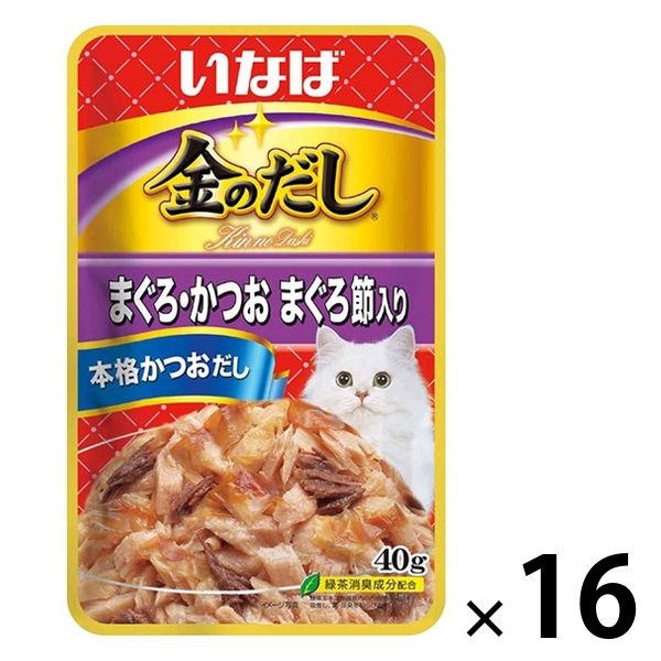 いなば 金のだし 猫 パウチ まぐろ・かつお まぐろ節入り 40g 16袋