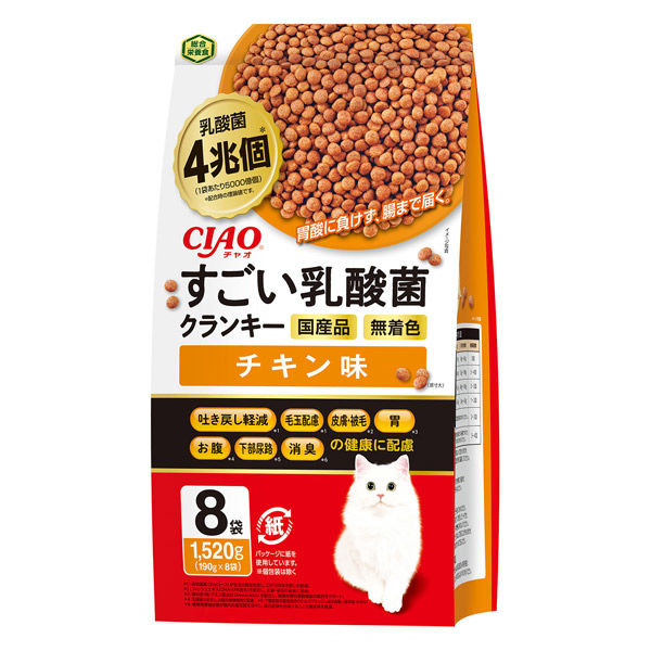 いなば 猫用 CIAO(チャオ) すごい乳酸菌 クランキー チキン味 190g (×8