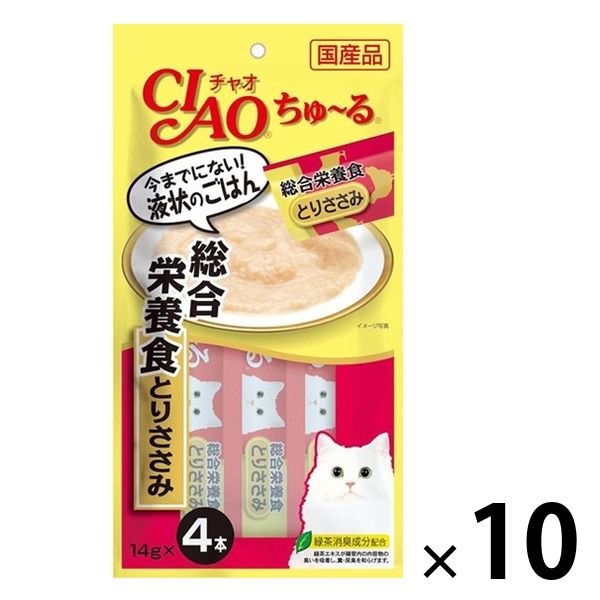 いなば CIAO チャオ ちゅーる 猫 とりささみ 総合栄養食 国産（14g×4本入）10袋 ちゅ～る キャットフード - アスクル