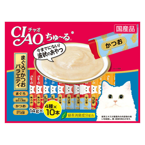 （バラエティパック）いなば CIAO チャオ ちゅ～る まぐろ・かつお 40本入 国産 1袋 ちゅーる キャットフード 猫 おやつ