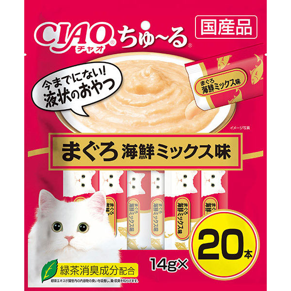 いなば CIAO チャオ ちゅーる 猫 まぐろ 海鮮ミックス味 国産（14g×20本）1袋 ちゅ～る チュール おやつ