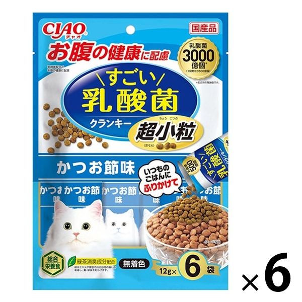 いなば CIAO チャオ 猫 すごい乳酸菌クランキー 超小粒 かつお節味 国産（12g×6袋）6袋 キャットフード