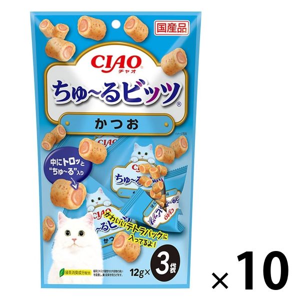 いなば CIAO チャオ ちゅーるビッツ 猫 かつお 国産（12g×3袋）10袋 
