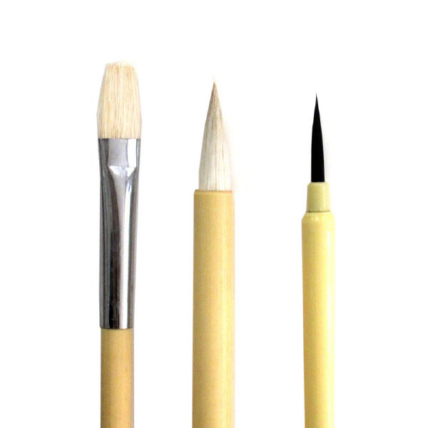 あかしや デザイン用筆3本組（平筆2号・彩色筆小・面想筆小） GD/3VB 3