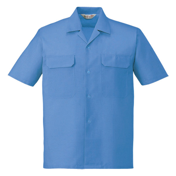 自重堂　制服百科　エコ製品制電半袖オープンシャツ　ブルー　４Ｌ　2156（直送品）