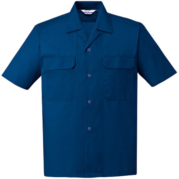 自重堂　制服百科　エコ製品制電半袖オープンシャツ　ネービー　Ｌ　6056（直送品）