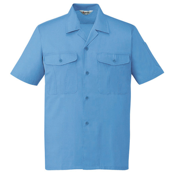 自重堂　制服百科　エコ製品制電半袖オープンシャツ　ブルー　Ｓ　44334（直送品）