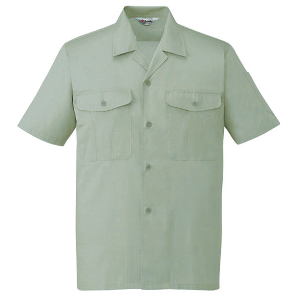 自重堂　制服百科　エコ製品制電半袖オープンシャツ　アースグリーン　Ｌ　44334（直送品）