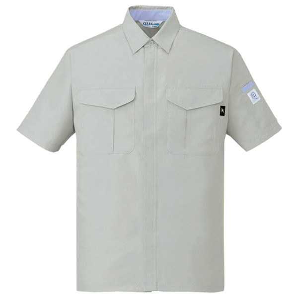自重堂　制服百科　エコ低発塵製品制電半袖シャツ　シルバー　Ｌ　84314（直送品）